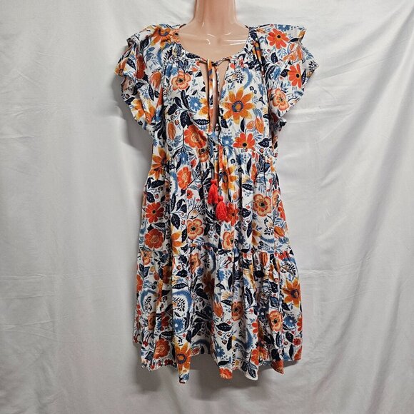 Anthropologie Flannel Pajama Dress Women Size 5 Real Fun, Wow Floral Tiered - Picture 15 of 16